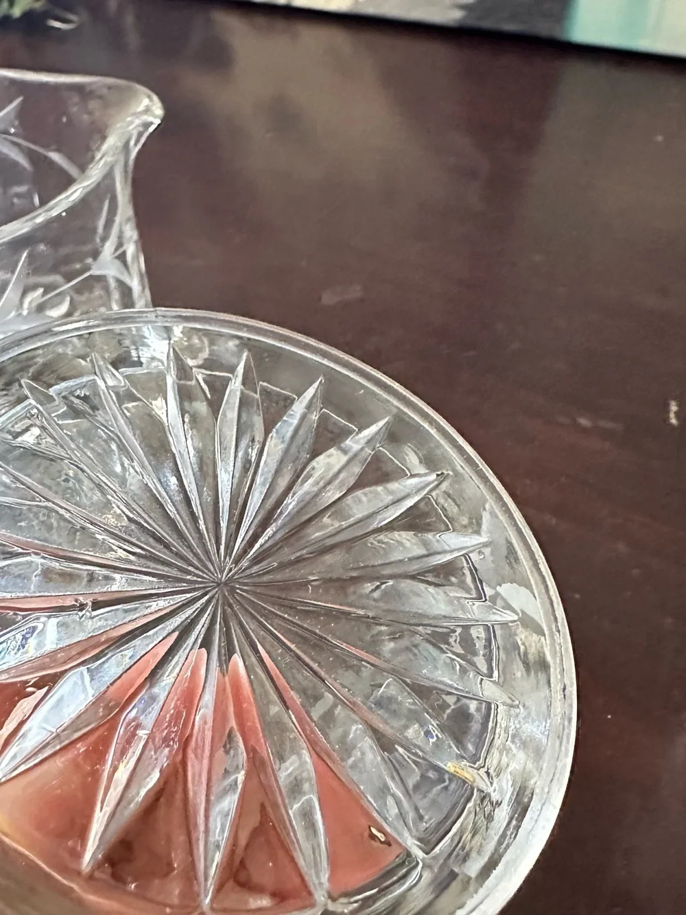 Clear Etched Glass Creamer and Sugar Set - Elegant Floral Pattern
